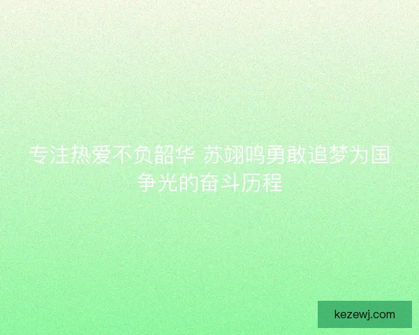 专注热爱不负韶华 苏翊鸣勇敢追梦为国争光的奋斗历程 专注热爱不负韶华 苏翊鸣勇敢追梦为国争光的奋斗历程