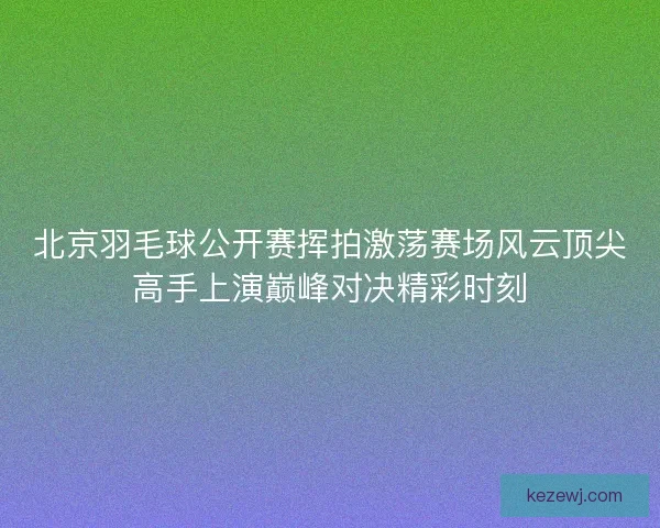 北京羽毛球公开赛挥拍激荡赛场风云顶尖高手上演巅峰对决精彩时刻