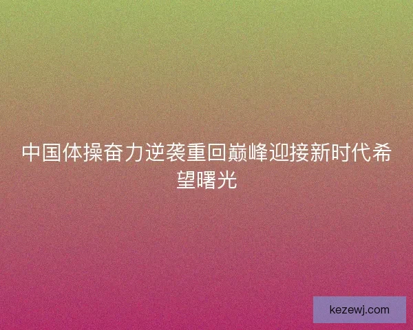 中国体操奋力逆袭重回巅峰迎接新时代希望曙光